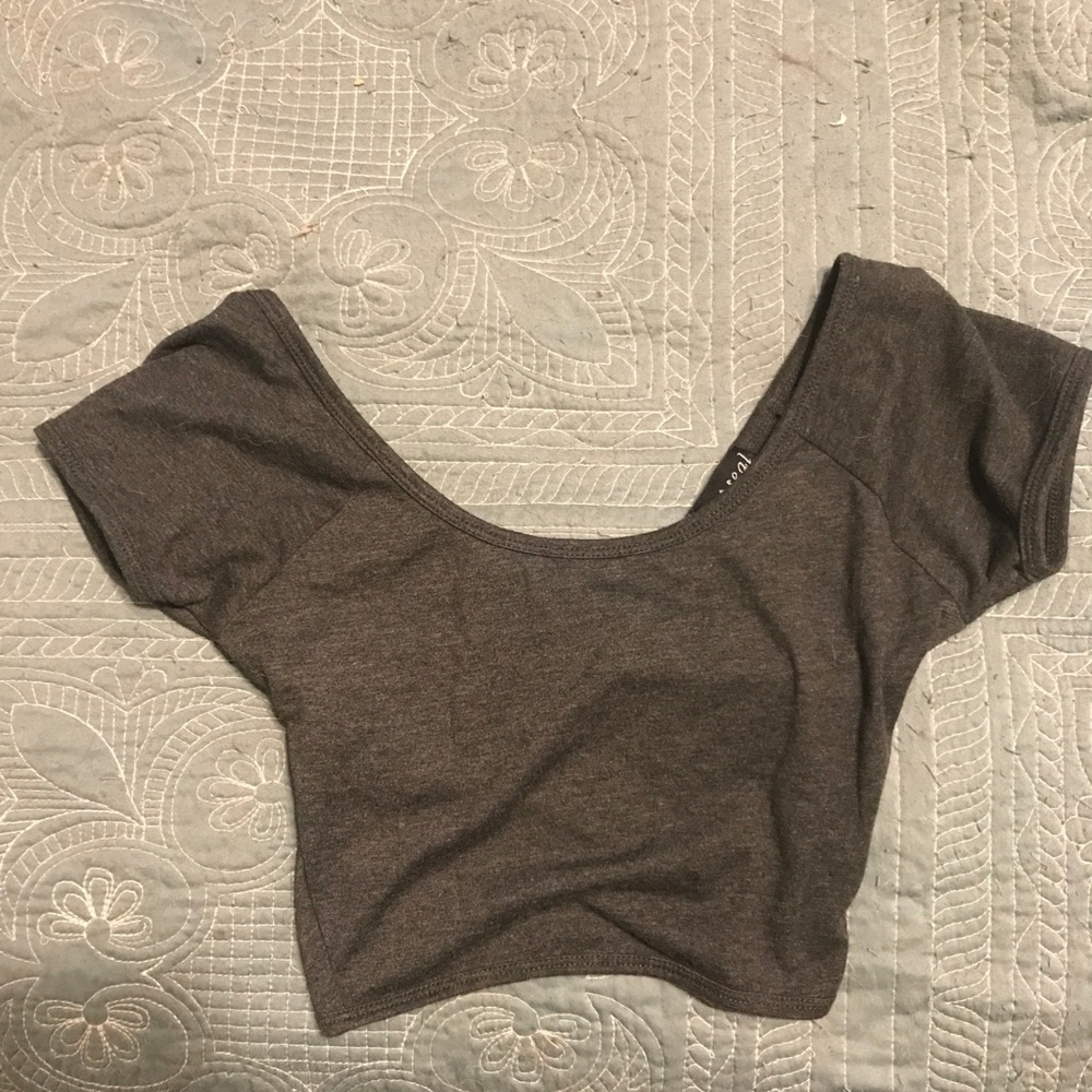 Gray crop top with cross back